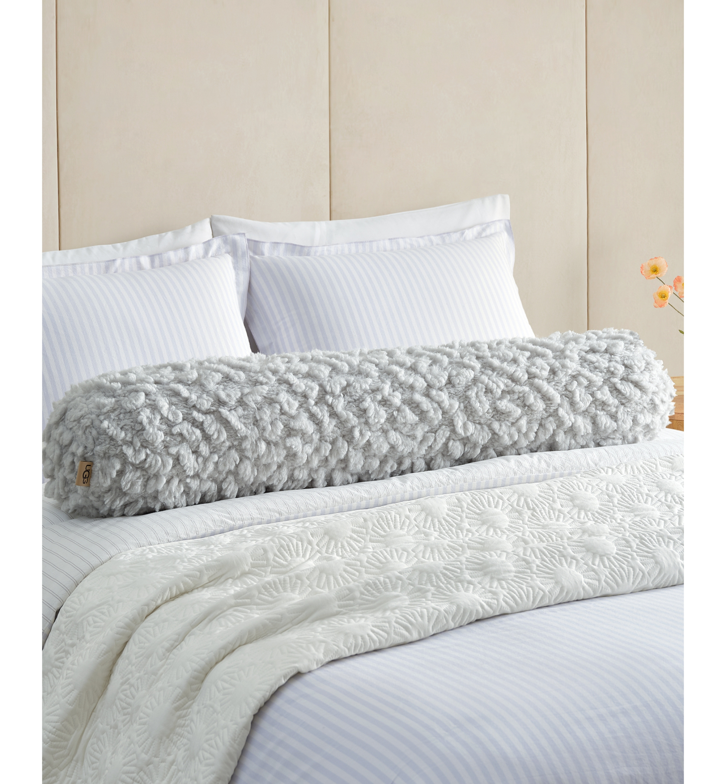 UGG® Shira Textured Bolster, 48" x 8" - Stone