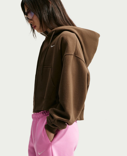 Nike Women's Studio Fleece Medium Weight Mid-Rise Wide-Leg Pants - Pink Rise/Sail