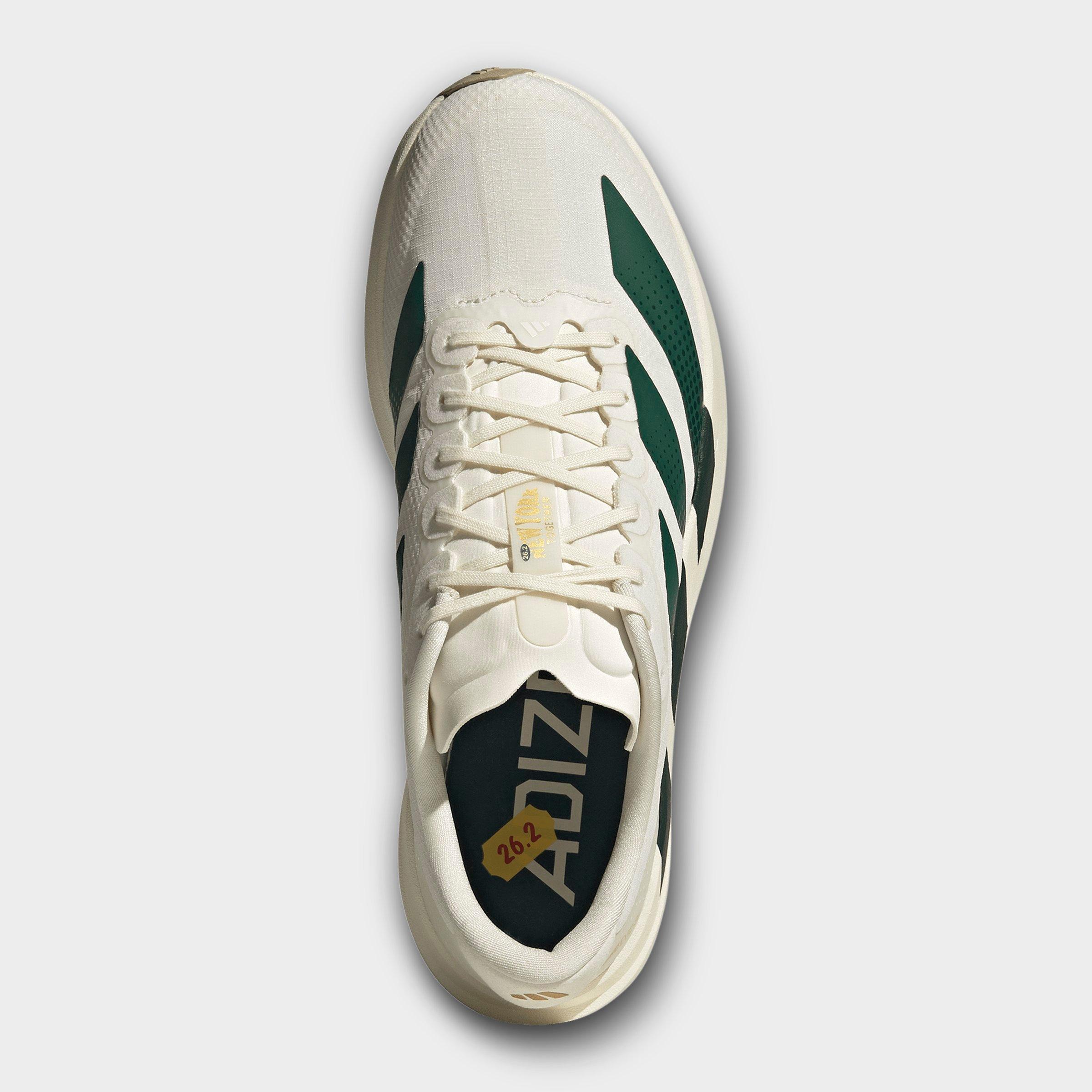 Men's adidas Adizero EVO SL Woven Running Shoes - Part 1 - Off White/Collegiate Green/Royal Blue - Top view