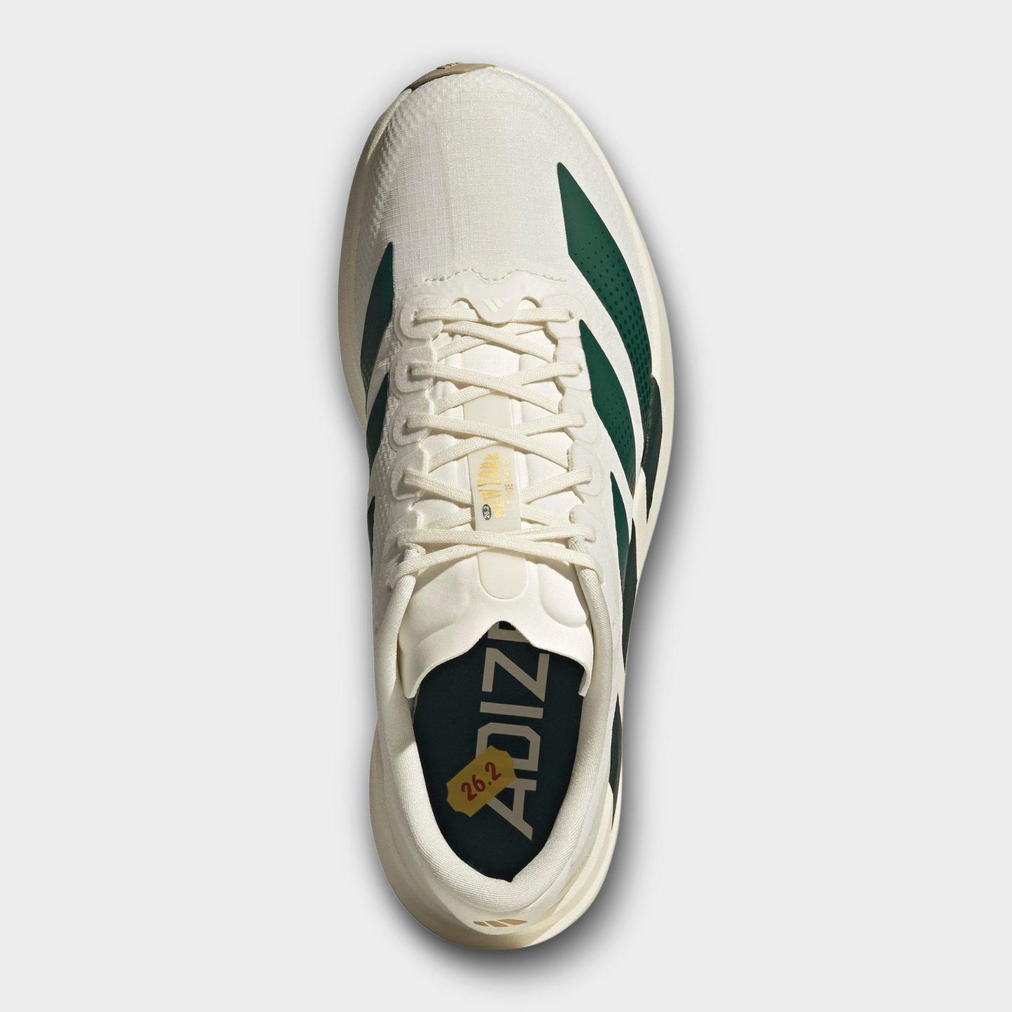 Men's adidas Adizero EVO SL Woven Running Shoes - Part 1 - Off White/Collegiate Green/Royal Blue - Top view