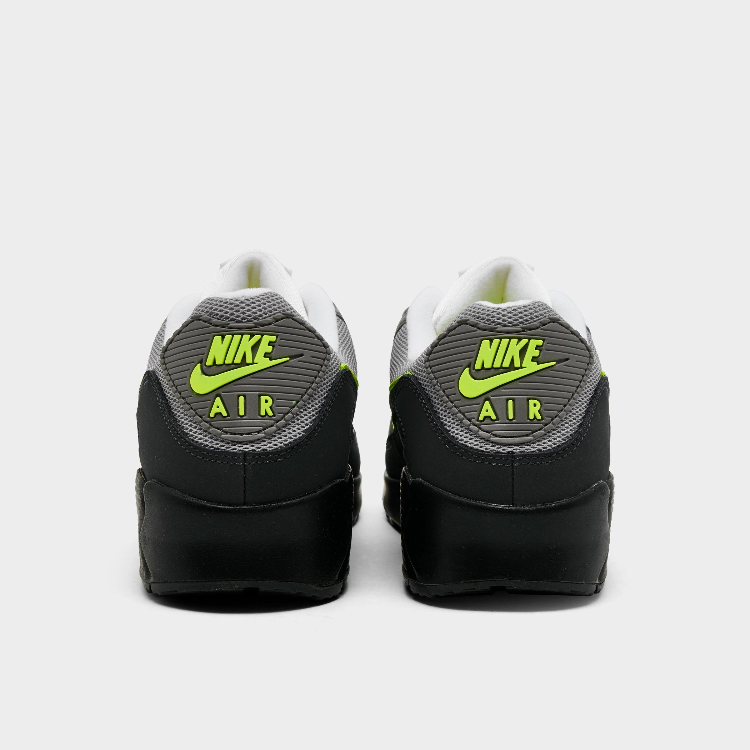 Men's Nithtke Air Max 90 Casual Shoes - Part 2 - Black/Neon Yellow/Anthracite/Light Charcoal/Pearl Grey/White - Back view