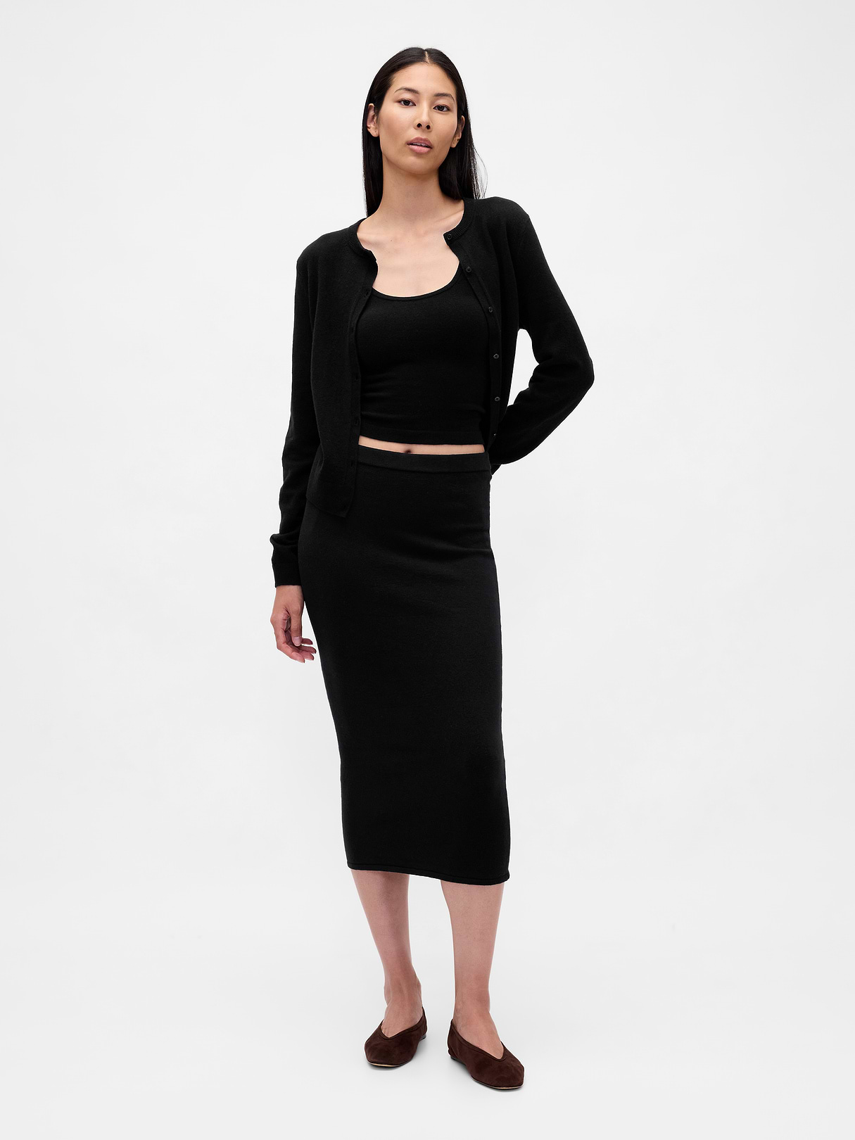 CashSoft Crop Cardigan - Black