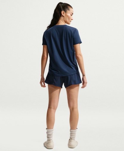 Nike Women's One Classic Dri-Fit Short-Sleeve Top - Midnight Navy/White