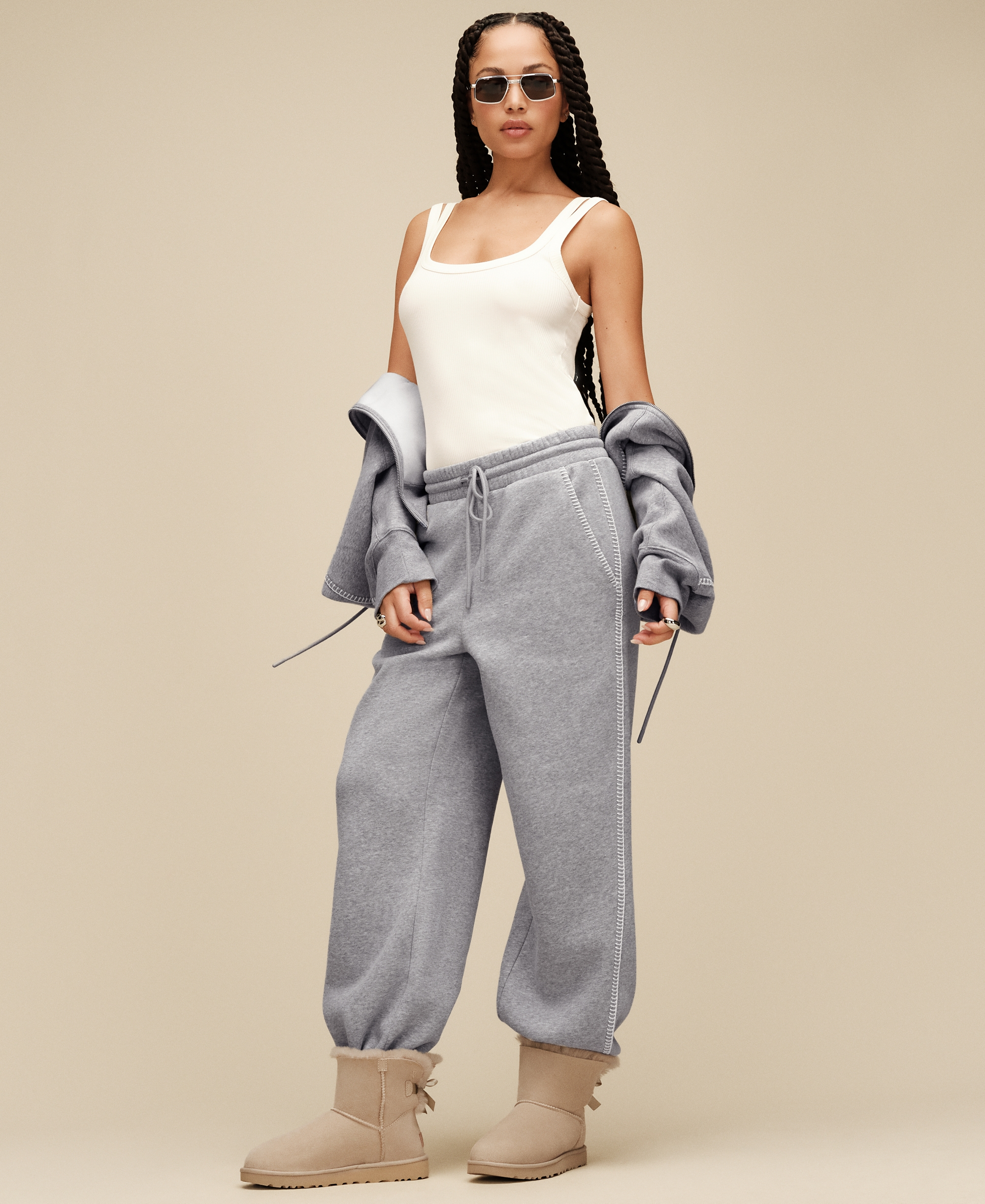 UGG Women's Classic Mid-Rise Straight-Leg Pants - Grey Heather
