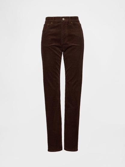 High Rise Belted '90s Slim Straight Jeans - Dark brown