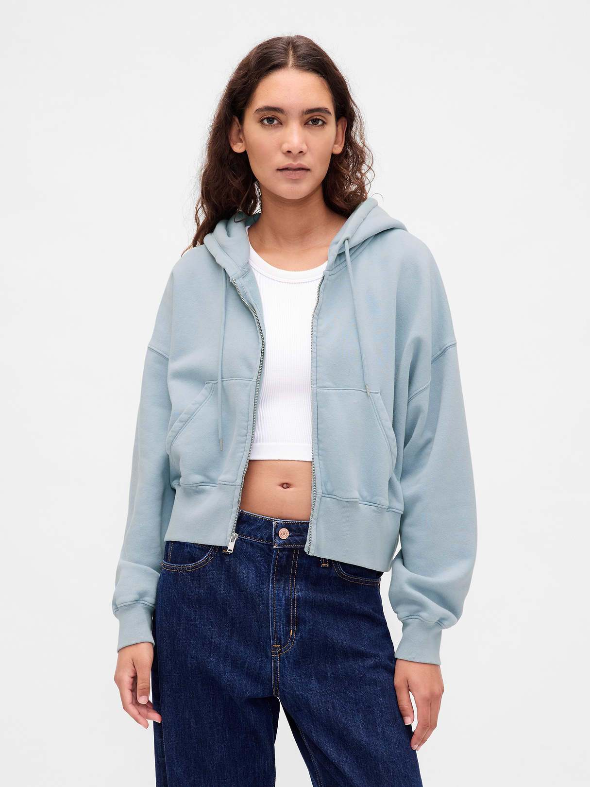 VintageSoft Wedge Zip Hoodie - New england sky blue