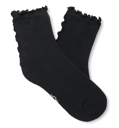 UGG Women's Karsyn Lettuce Edge Quarter Logo Socks - Black