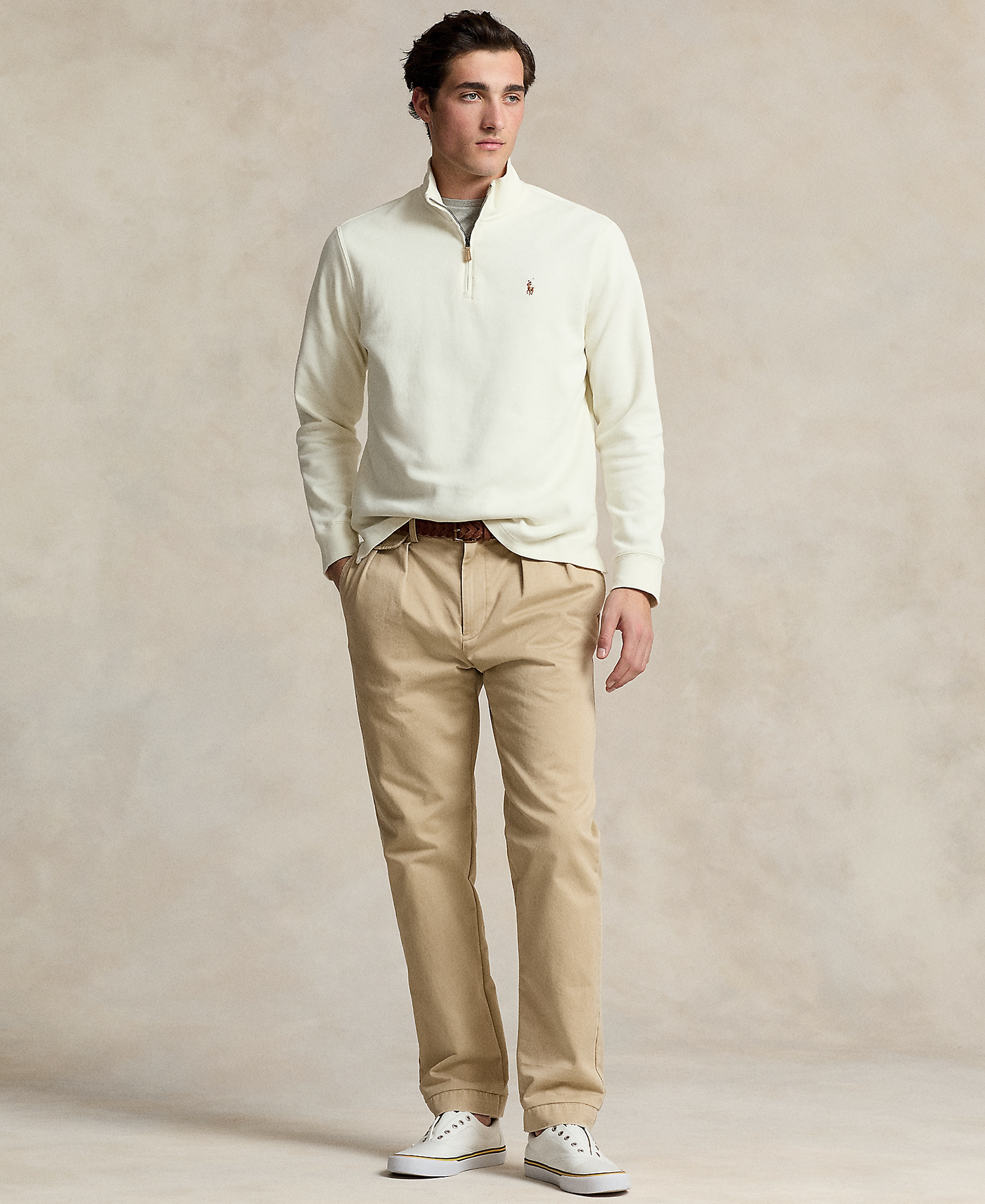 Polo Ralph Lauren Men's Estate-Rib Cotton Quarter-Zip Sweater - Parchment Cream
