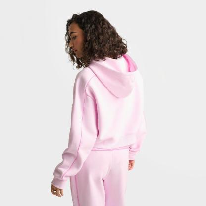 Women's New Balance Piped Cropped Full-Zip Hoodie - Light Raspberry - view 4