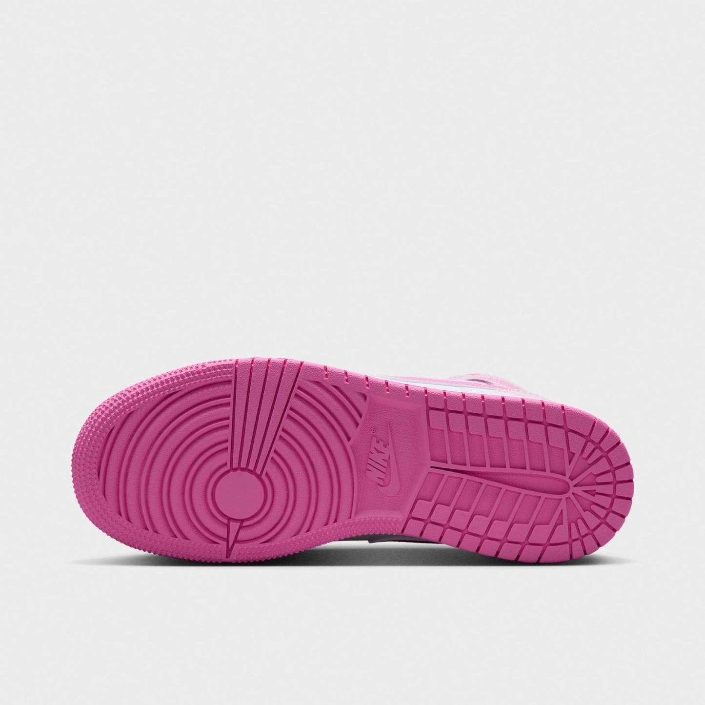 Big Kids' Air Jordan Retro 1 Mid Casual Shoes - Pink Foam/China Rose/White/Pink Foam - view 6