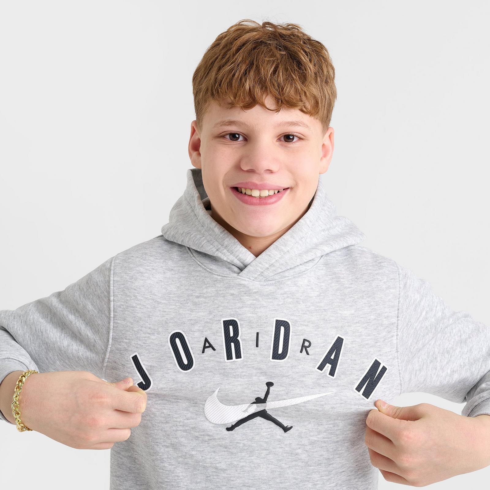 Big Kids' Jordan Jumpman Pullover Hoodie - Light Grey Heather - view 5