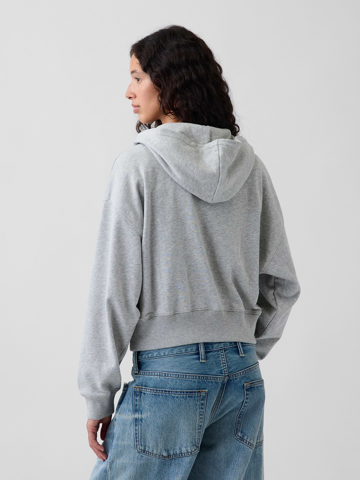 VintageSoft Terry Oversized Wedge Zip Hoodie - Heather grey