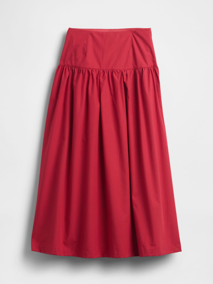 Poplin Drop-Waist Maxi Skirt - Chakra red