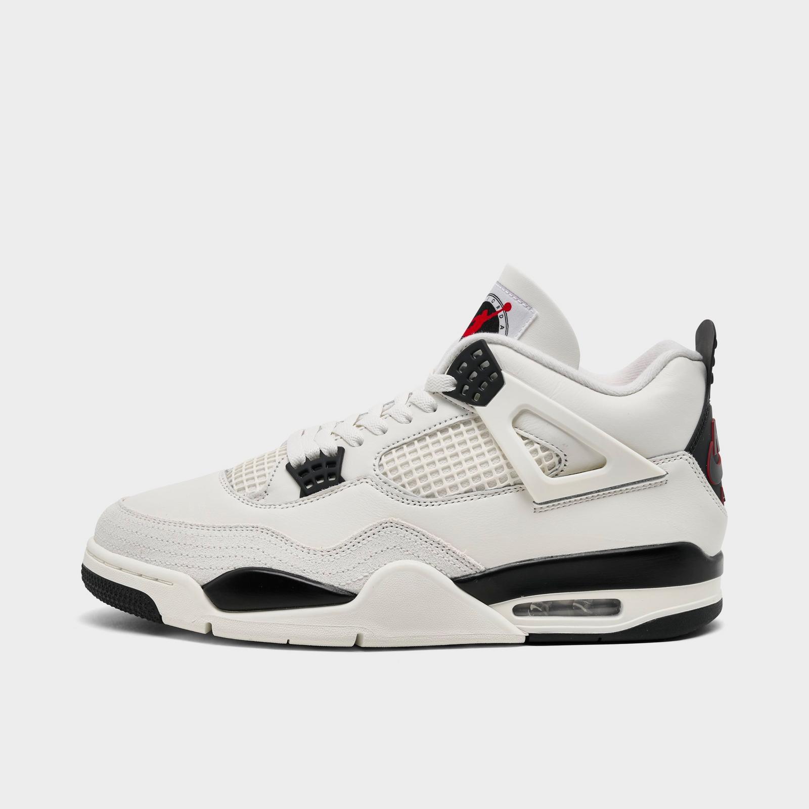 Men's Air Jordan Retro 4 Basketball Shoes - Sail/University Red/Black - view 1