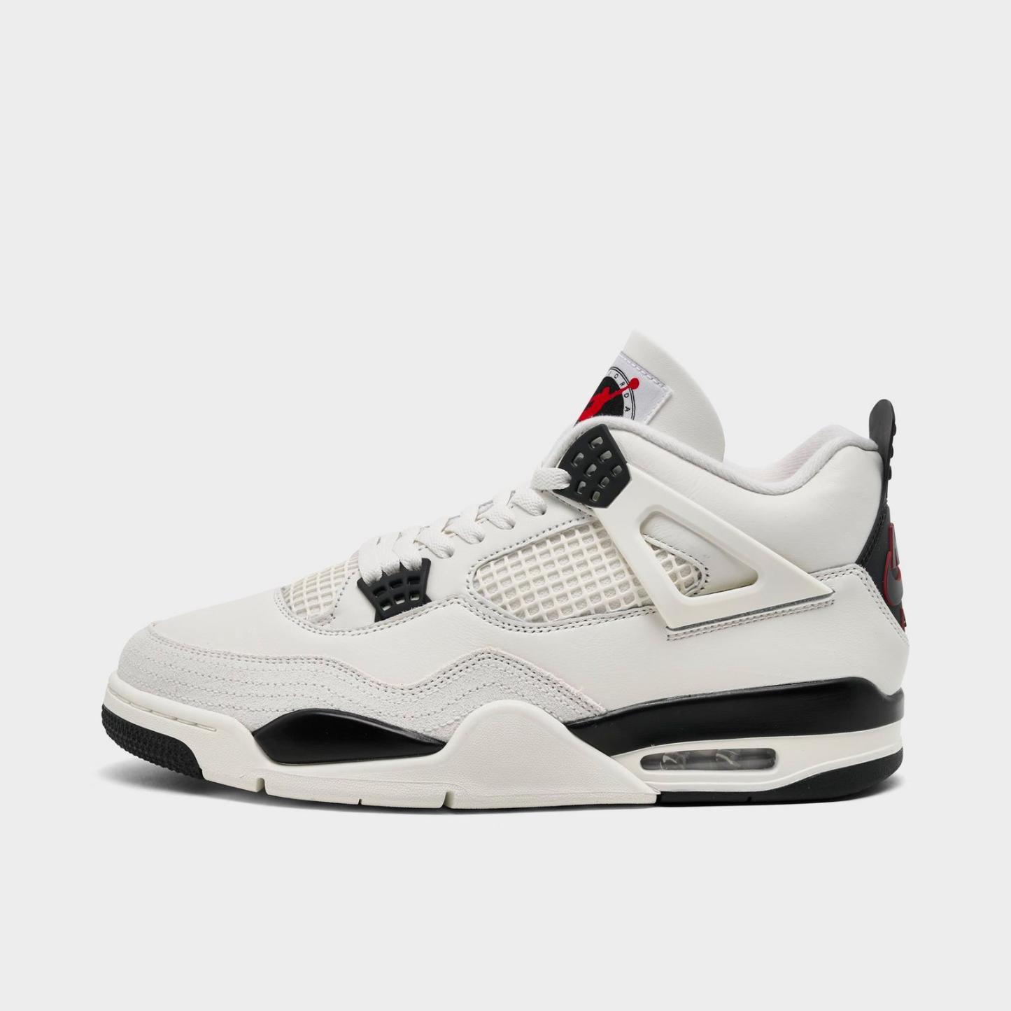 Men's Air Jordan Retro 4 Basketball Shoes - Sail/University Red/Black - view 1