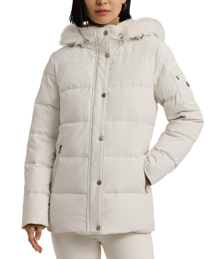 Lauren Ralph Lauren Women's Faux-Fur Hooded Puffer Coat - Cream