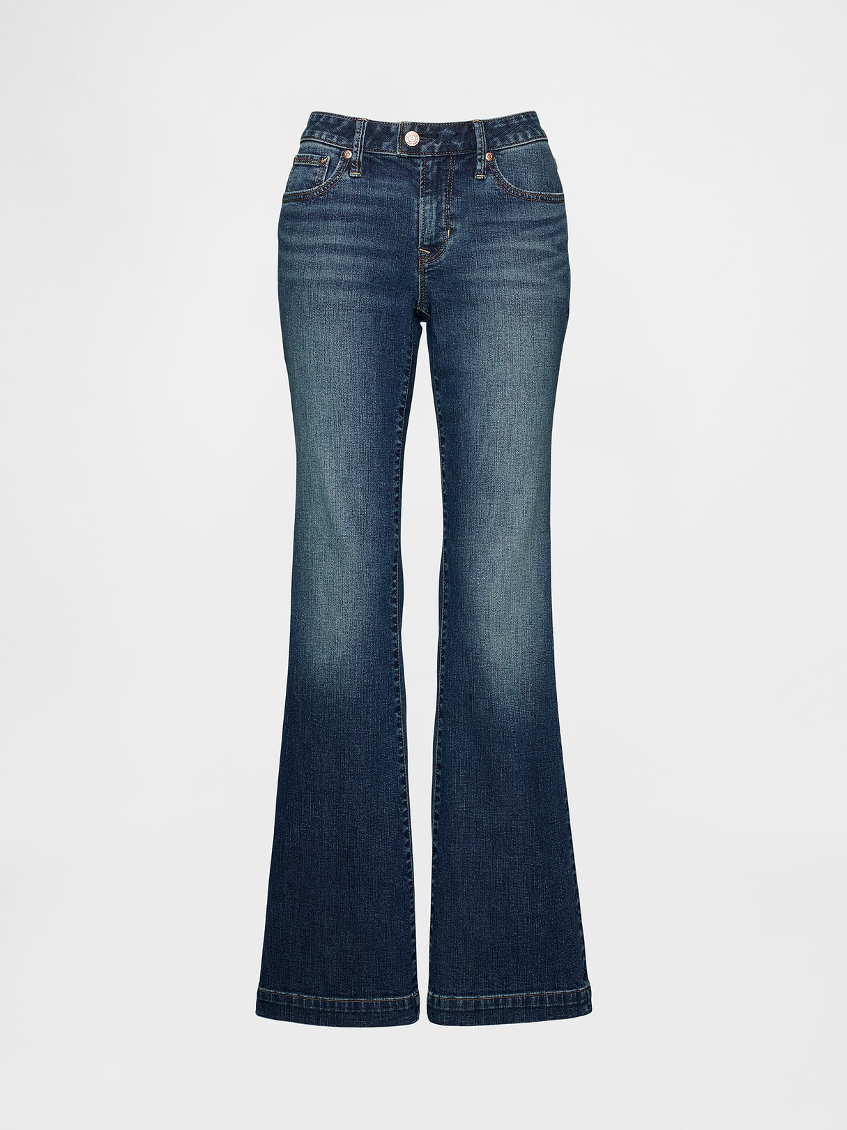 Low Rise Long & Lean Split-Hem Jeans - Vintage blue tint