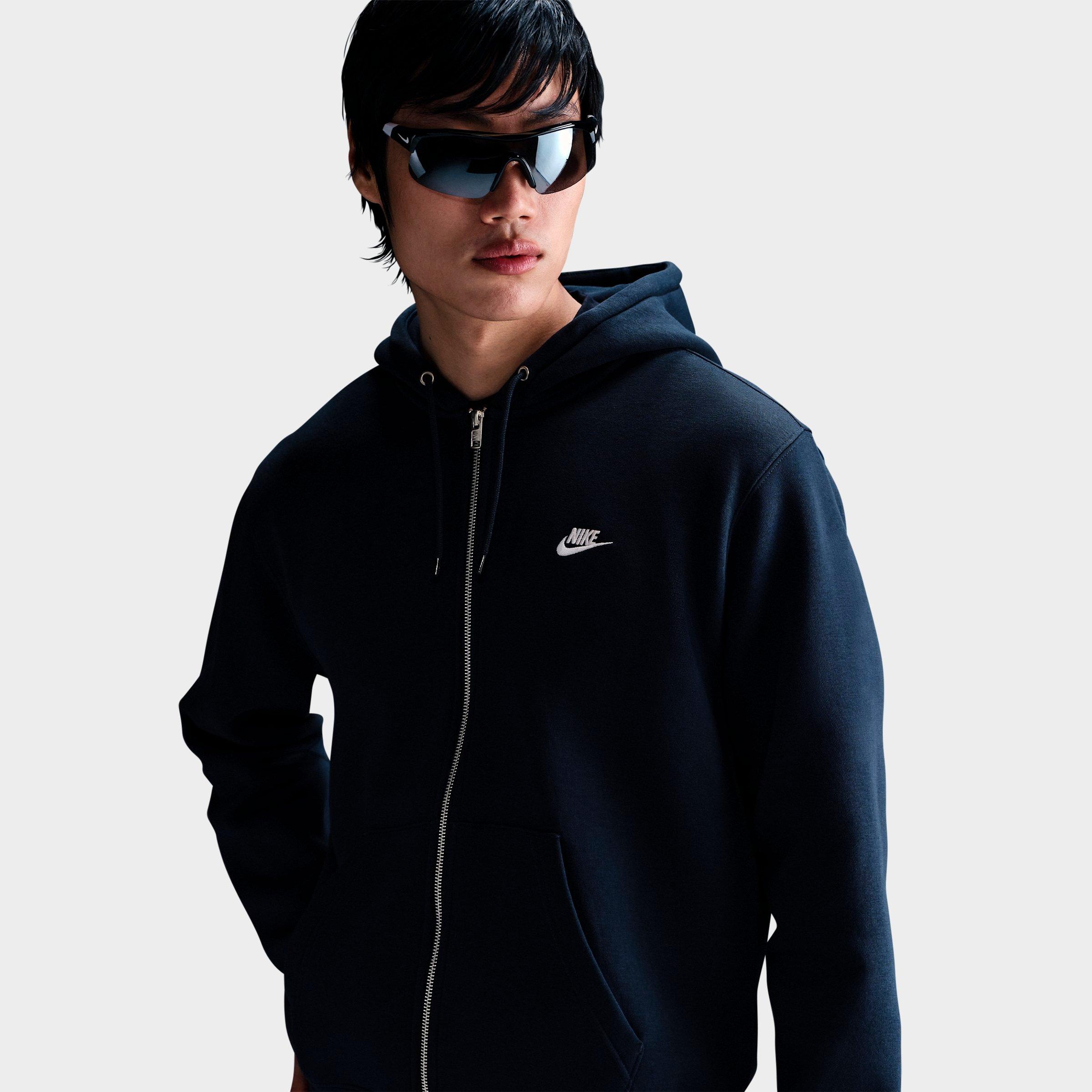 Men's Nithtke Club Fleece Embroidered Premium Full-Zip Hoodie - Part 1 - Obsidian/Obsidian/White