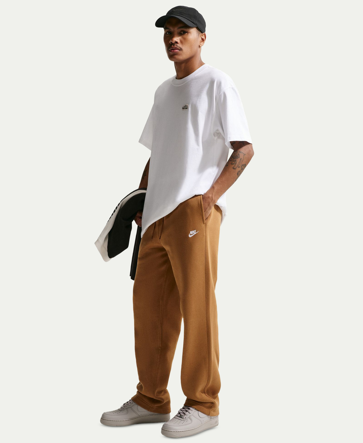 Nike Club Men's Brushed Fleece Open Hem Pants - Ale Brown/White