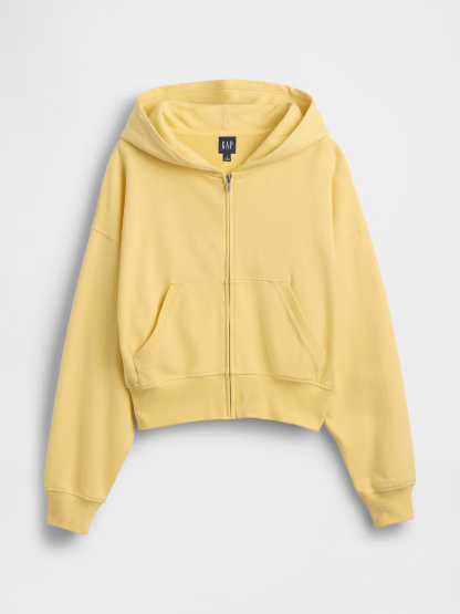 VintageSoft Terry Oversized Wedge Zip Hoodie - Havana yellow
