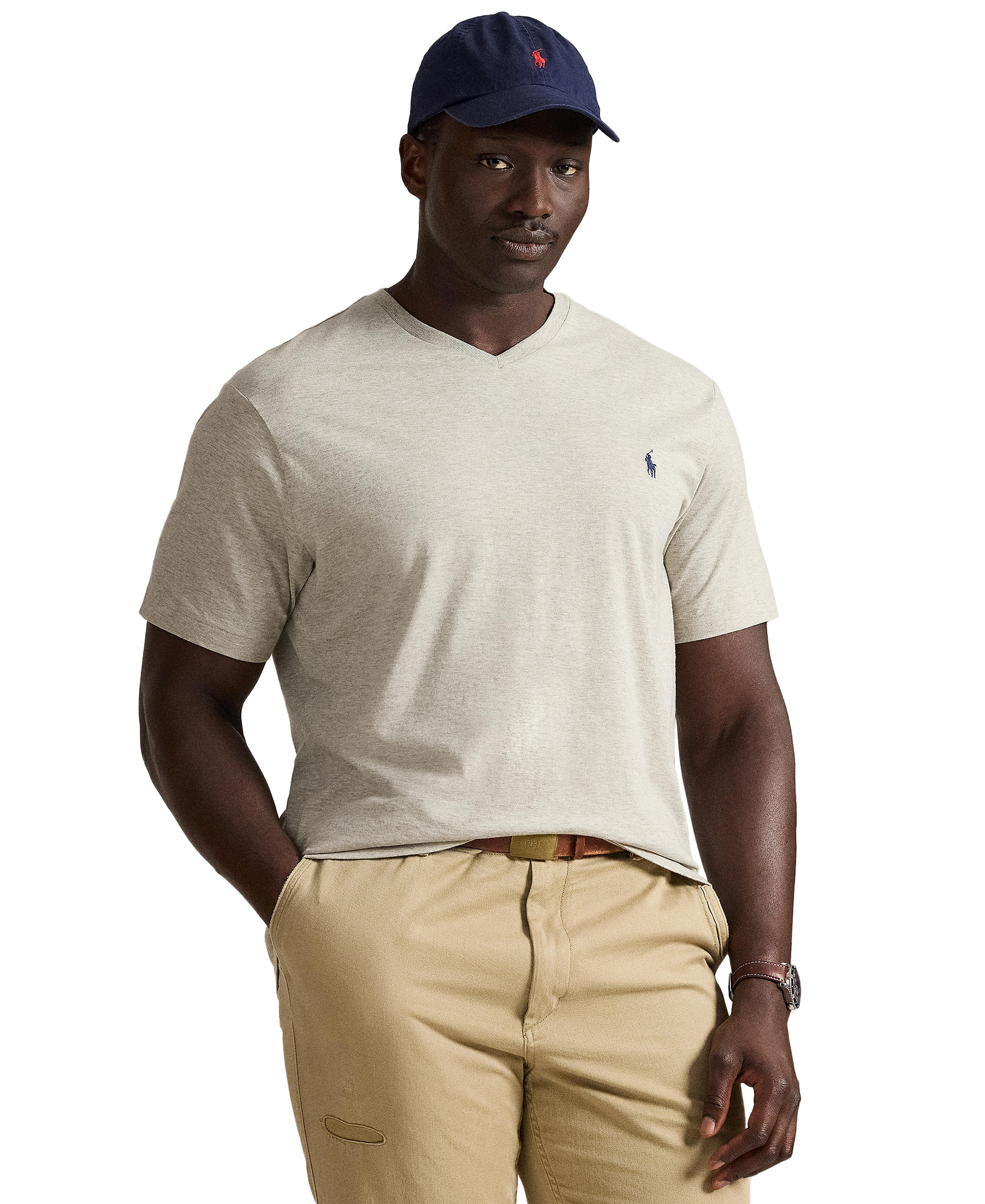 Polo Ralph Lauren Men's Big & Tall V-Neck T-Shirt - New Heather Gray