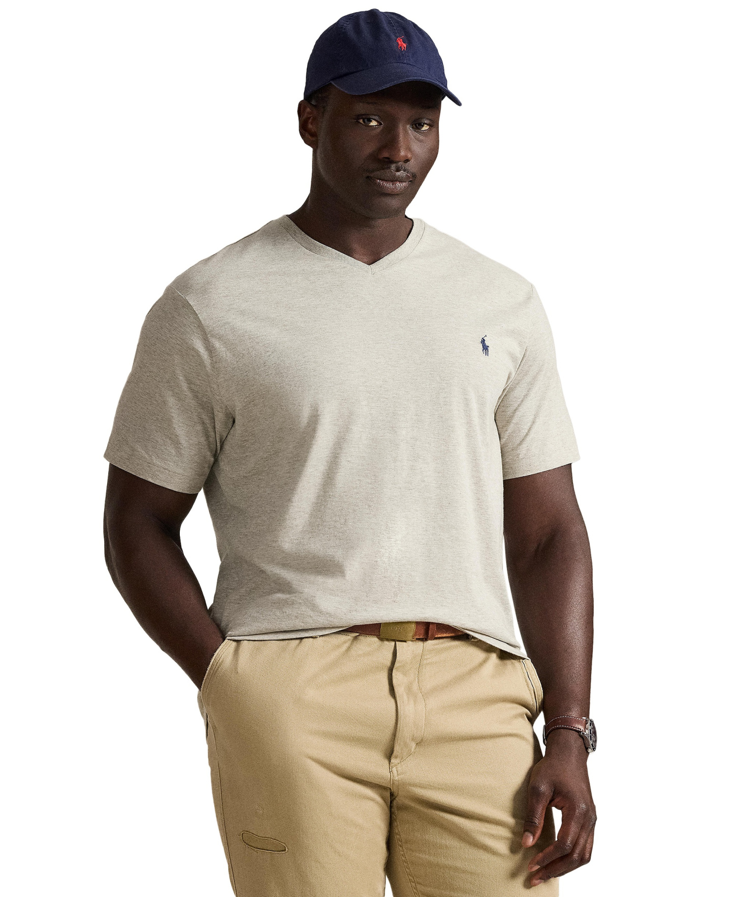 Polo Ralph Lauren Men's Big & Tall V-Neck T-Shirt - New Heather Gray