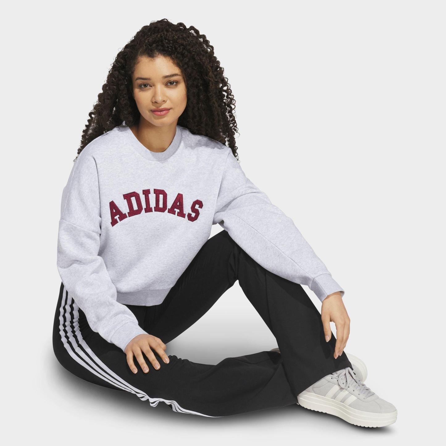 Women's adidas Sportswear Chenille Logo Graphic Sweatshirt - Light Grey Heather
