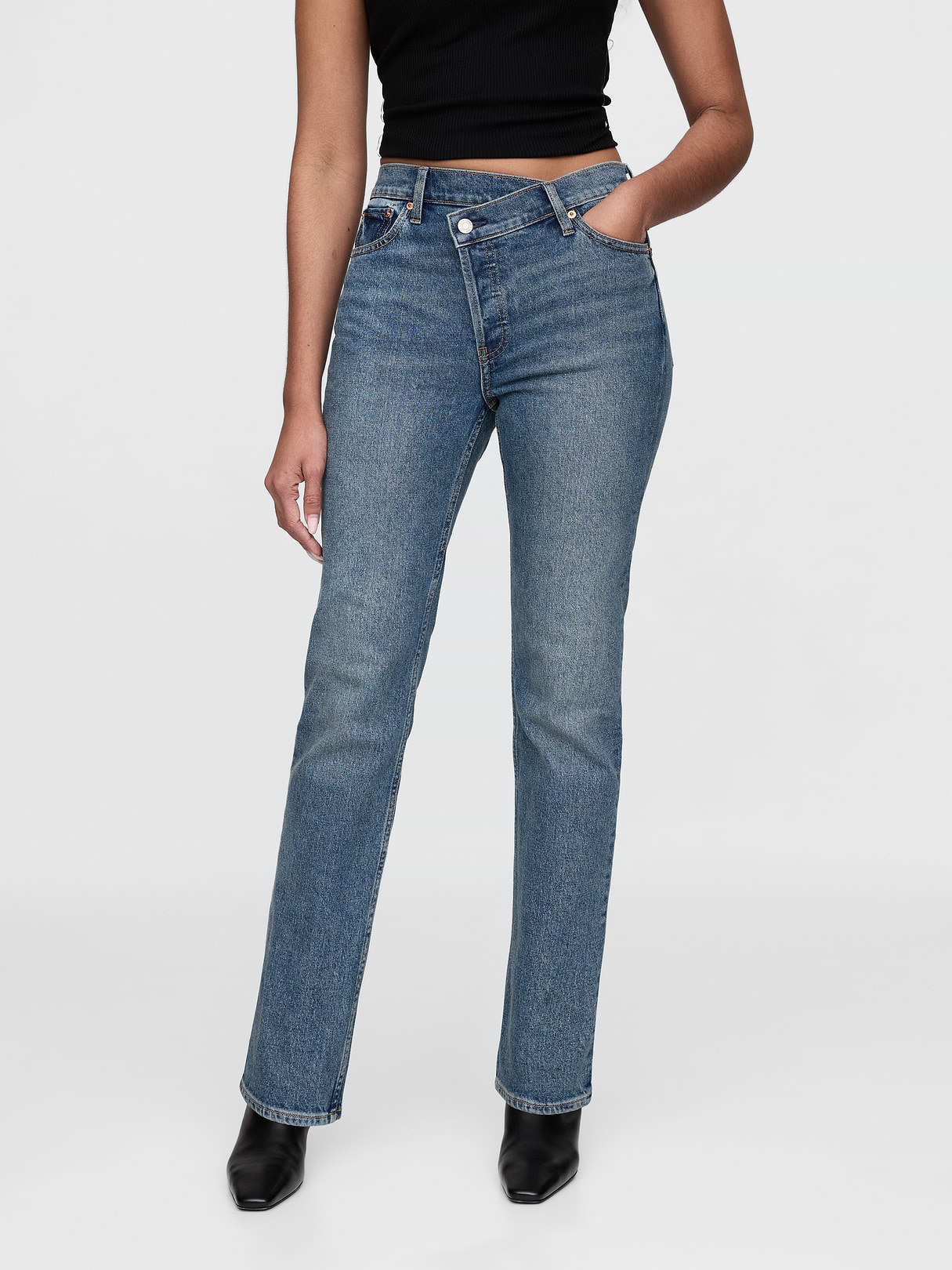 High Rise '90s Slim Straight Jeans - Blue vintage tint