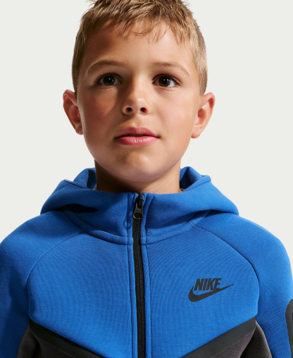 Nike Boys' and Girls' 7-20 Sportswear Tech Fleece Full-Zip Hoodie - Game Royal/Anthracite/Smoke Gray/Black