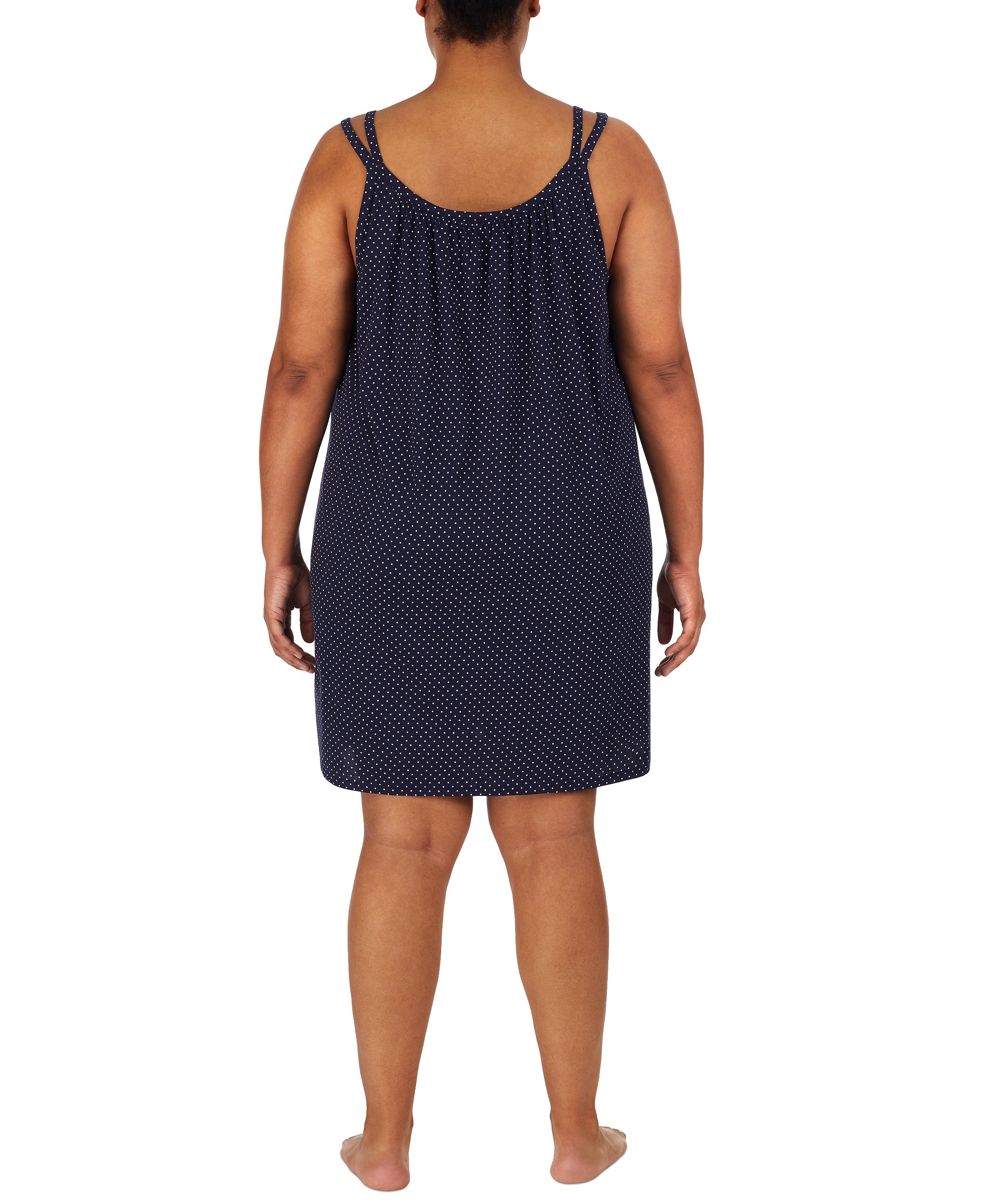 Lauren Ralph Lauren Cotton Knit Double-Strap Nightgown - Navy dot