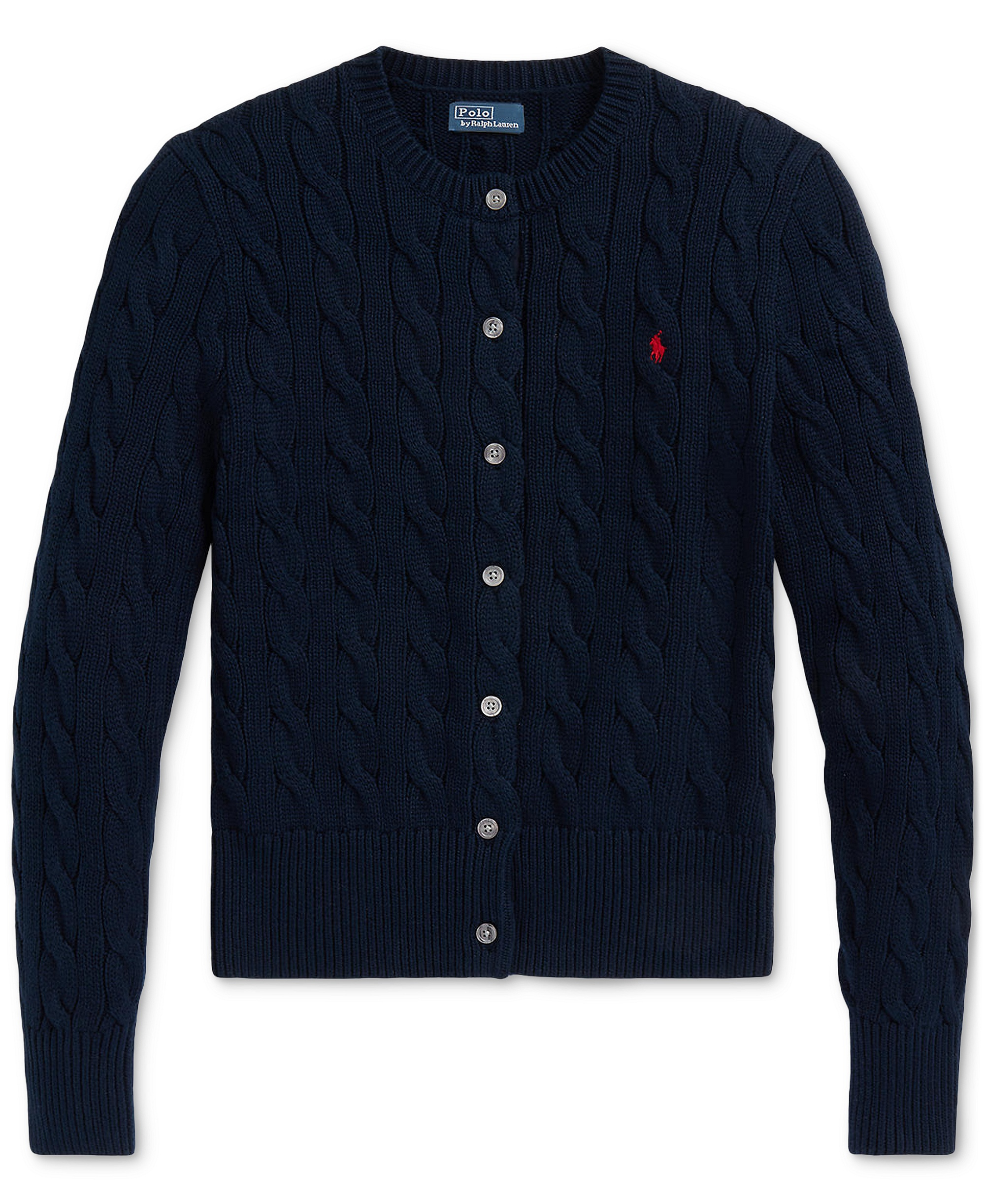 Polo Ralph Lauren Women's Cable-Knit Cotton Crewneck Cardigan Sweater - Hunter Navy