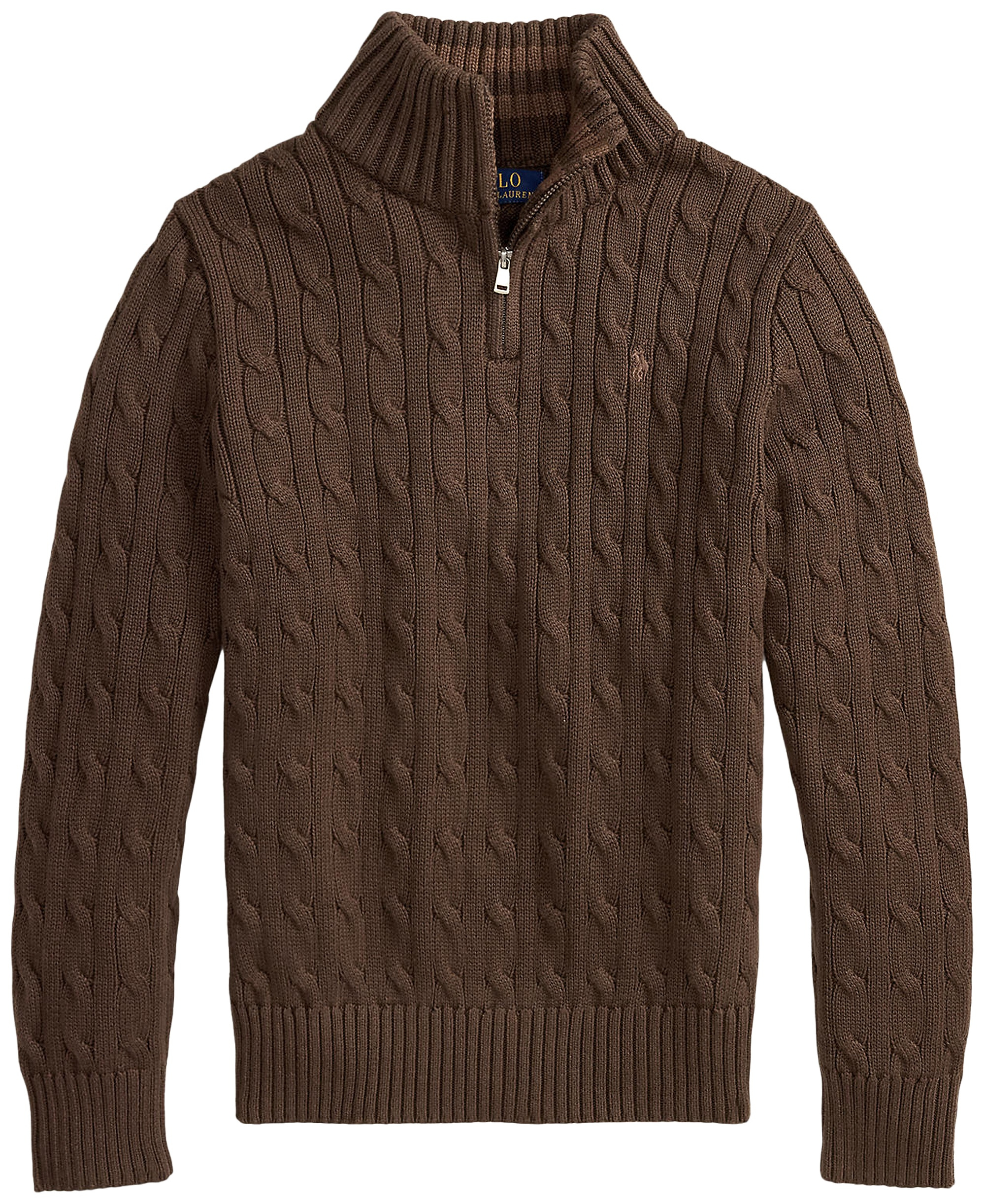 Polo Ralph Lauren Big Boys Cable-Knit Cotton Quarter-Zip Sweater - Nutmeg Brown