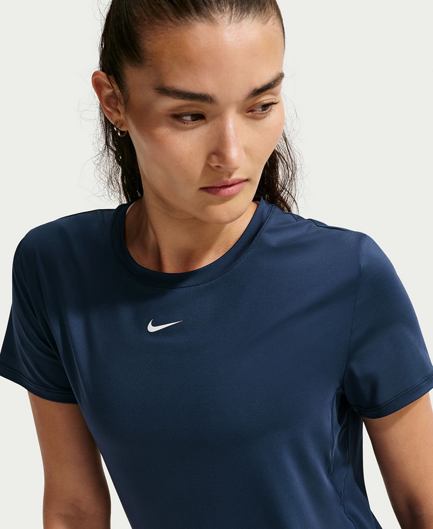 Nike Women's One Classic Dri-Fit Short-Sleeve Top - Midnight Navy/White