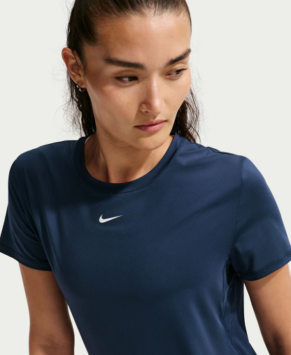 Nike Women's One Classic Dri-Fit Short-Sleeve Top - Midnight Navy/White