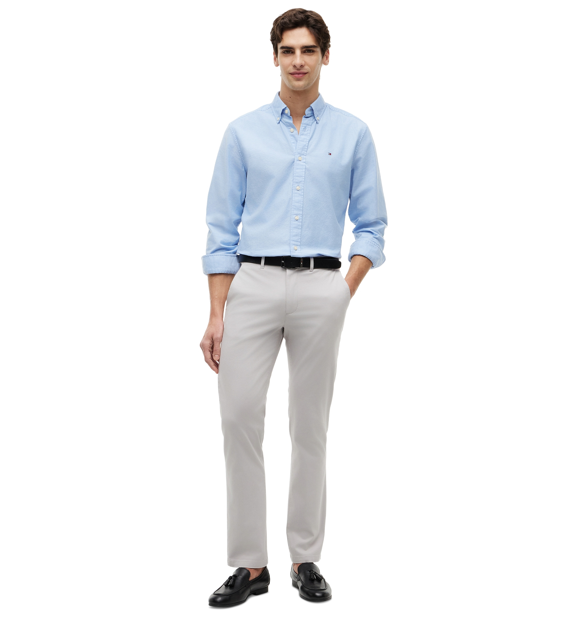 Tommy Hilfiger Men's Slim-Straight Fit Stretch Chino Pants - October Grey