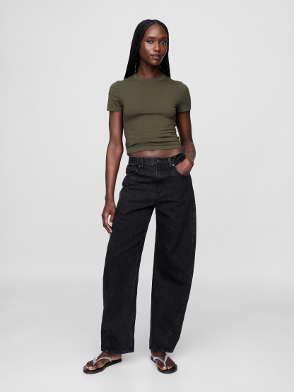CloseKnit Jersey T-Shirt - Black moss green
