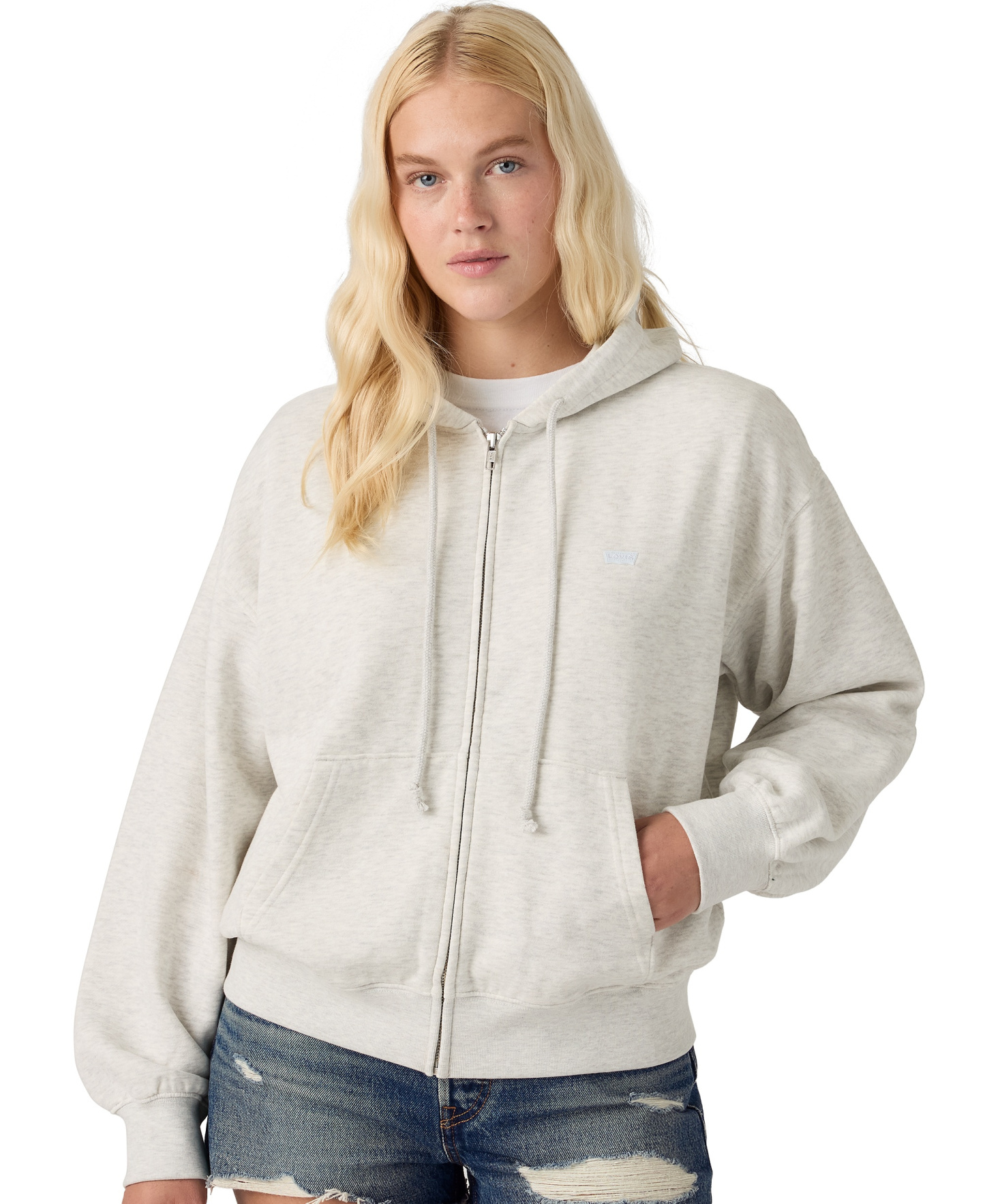 Levi's Women's Graphic Everyday Zip-Up Hoodie - Frosty Grey Heather Bc02