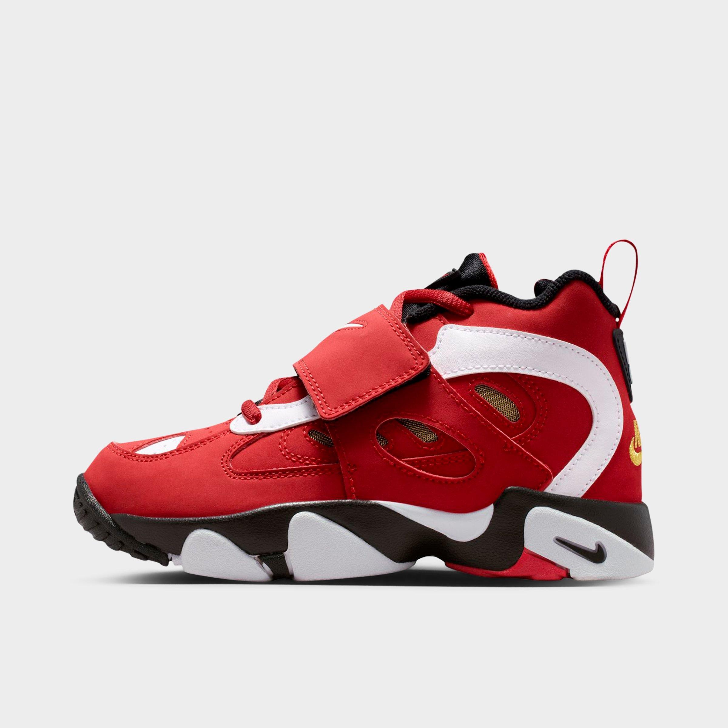 Little Kids' Nithtke Diamond Turf 2 Casual Shoes - Fire Red/White/Black/Metallic Gold - Left shoe facing left. Outside of the shoe.
