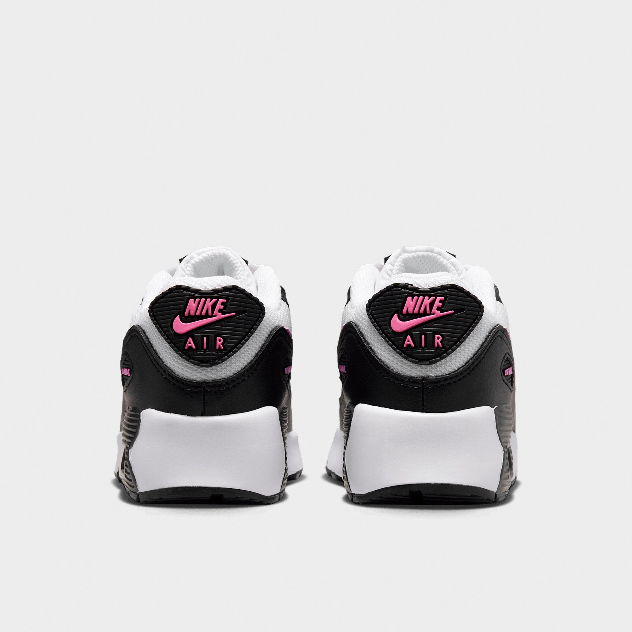 Girls' Little Kids' Nithtke Air Max 90 Casual Shoes - White/Black/Anthracite/Playful Pink - Back view