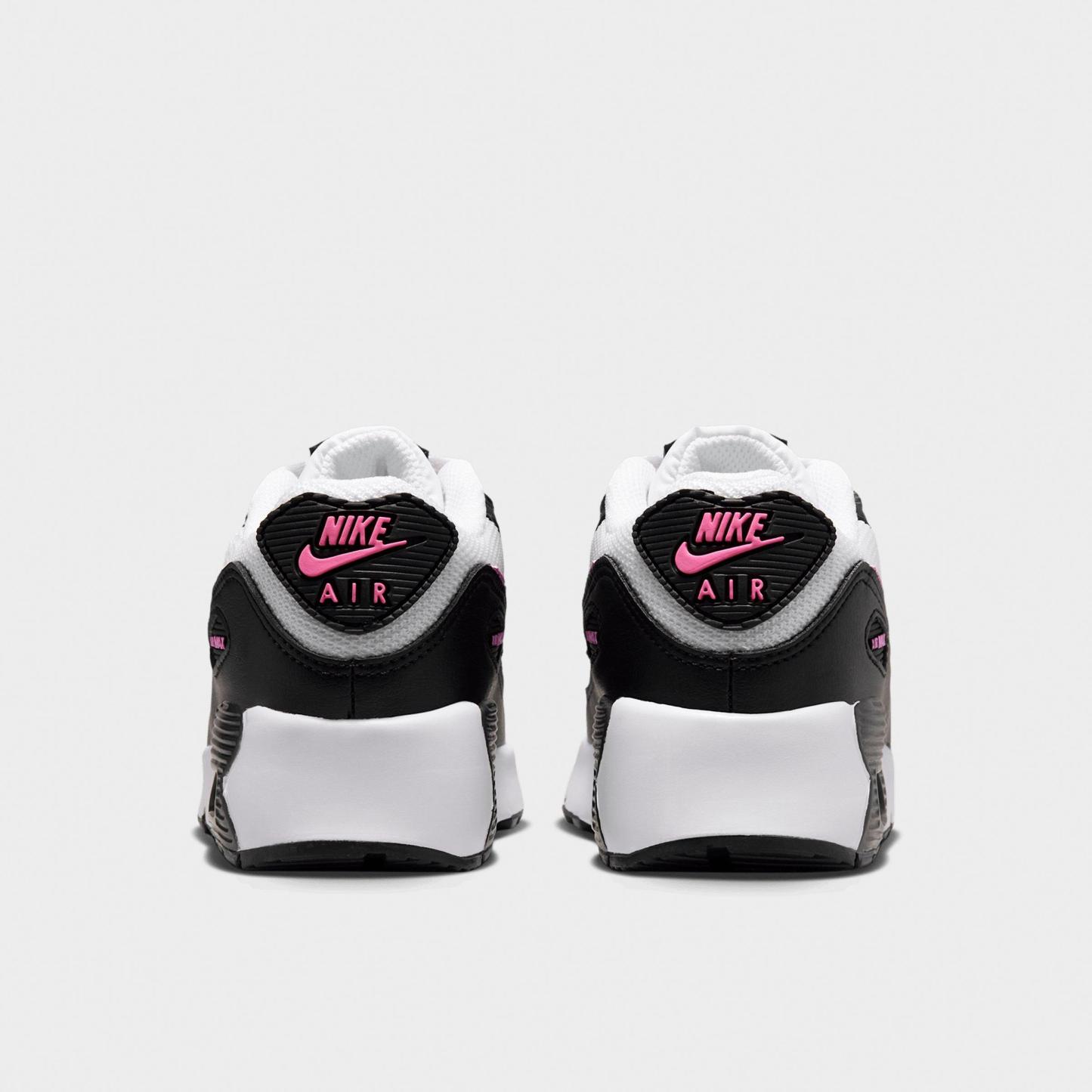 Girls' Little Kids' Nithtke Air Max 90 Casual Shoes - White/Black/Anthracite/Playful Pink - Back view