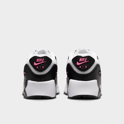 Girls' Little Kids' Nithtke Air Max 90 Casual Shoes - White/Black/Anthracite/Playful Pink - Back view