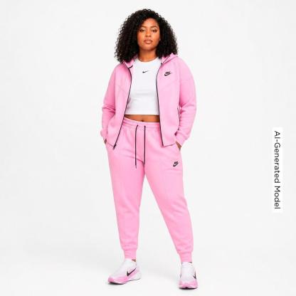 Women's Nithtke Sportswear Tech Fleece Windrunner Full-Zip Hoodie - Pink Rise/Black