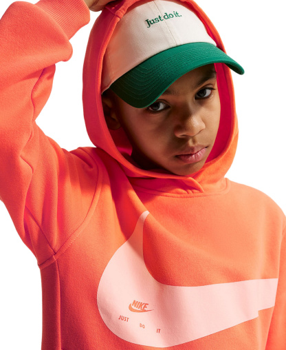 Nike Boys' and Girls' 7-20 Sportswear Club Long-Sleeve Hoodie - Turf Orange