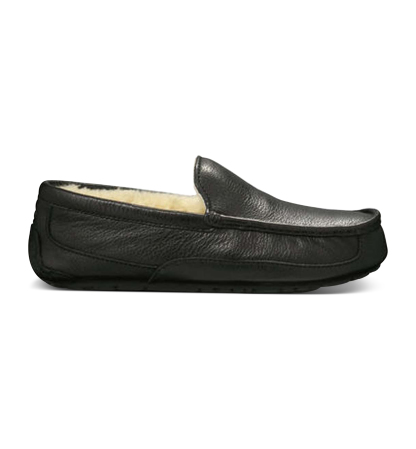 UGG® Men's Ascot Leather Moccasin Slippers - Black