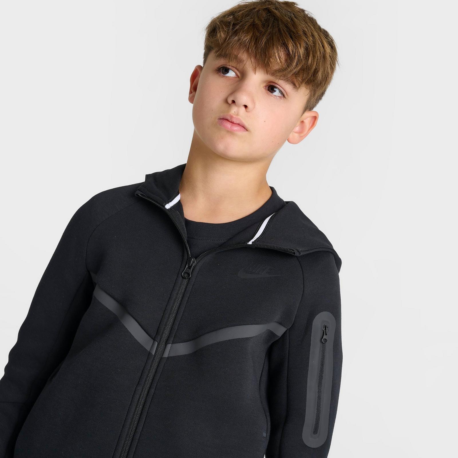 Boys' Big Kids' Nike Sportswear Tech Fleece Full-Zip Hoodie - Black