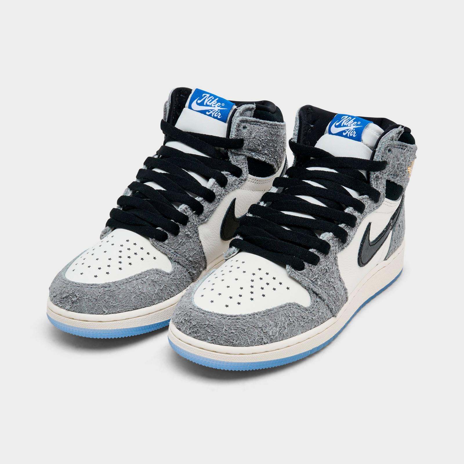 Big Kids' Air Jordan Retro 1 High OG Casual Shoes - Cool Grey/Black/Sail/Game Royal/White - view 2