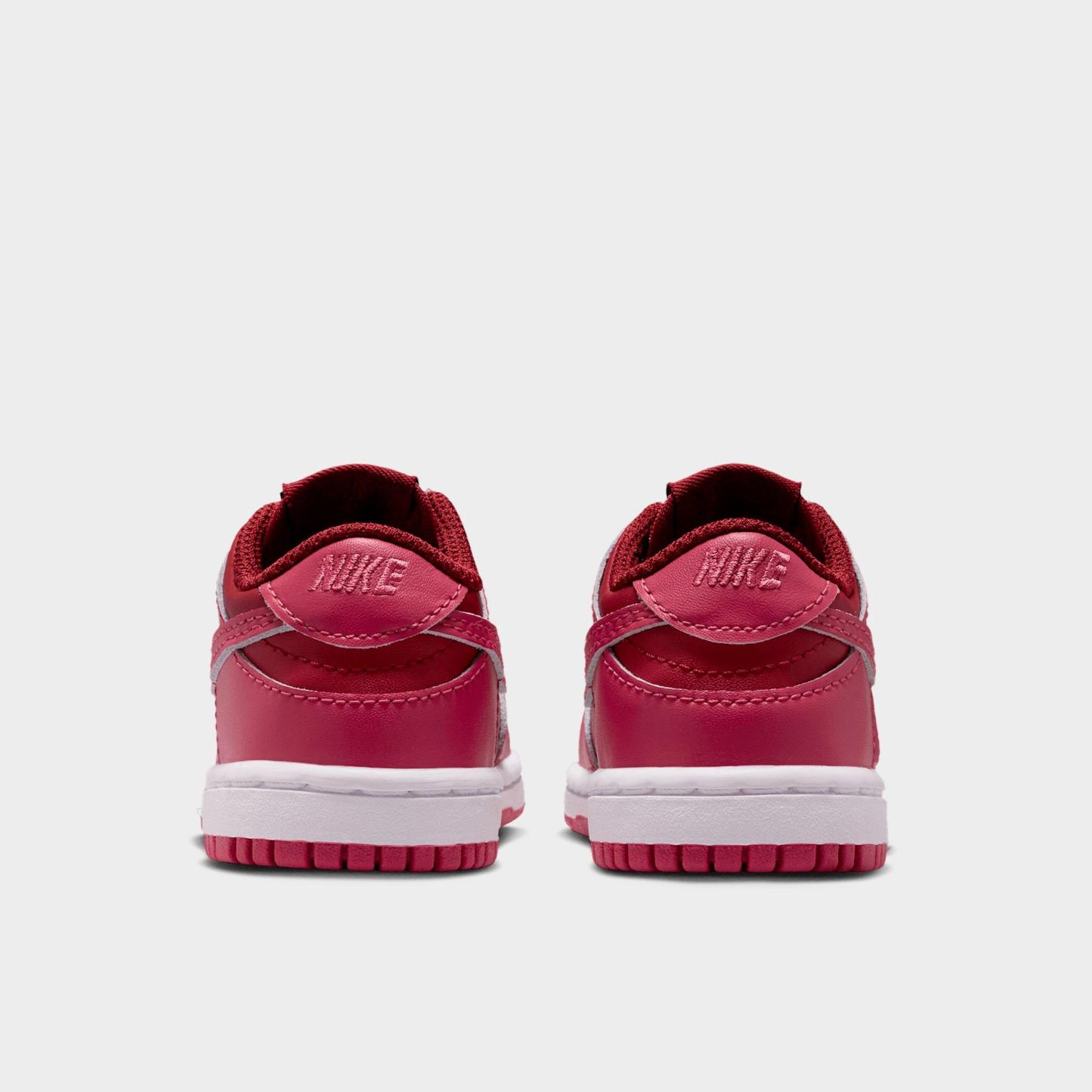 Kids' Toddler Nithtke Dunk Low Casual Shoes - Team Red/Sweet Beet/White/Sweet Beet - Back view
