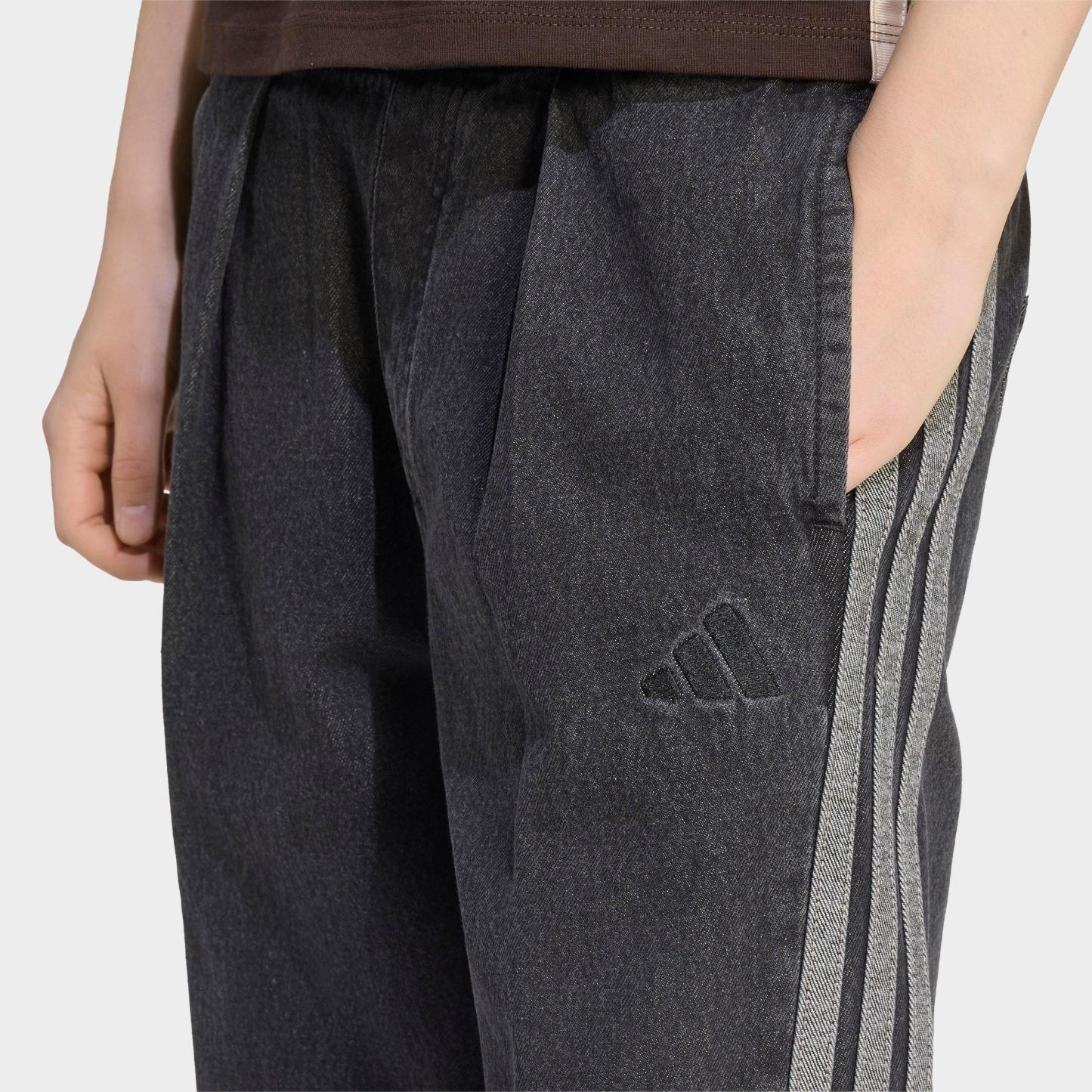 Women's adidas Originals Stadium Washed Loose Denim Pants - Black
