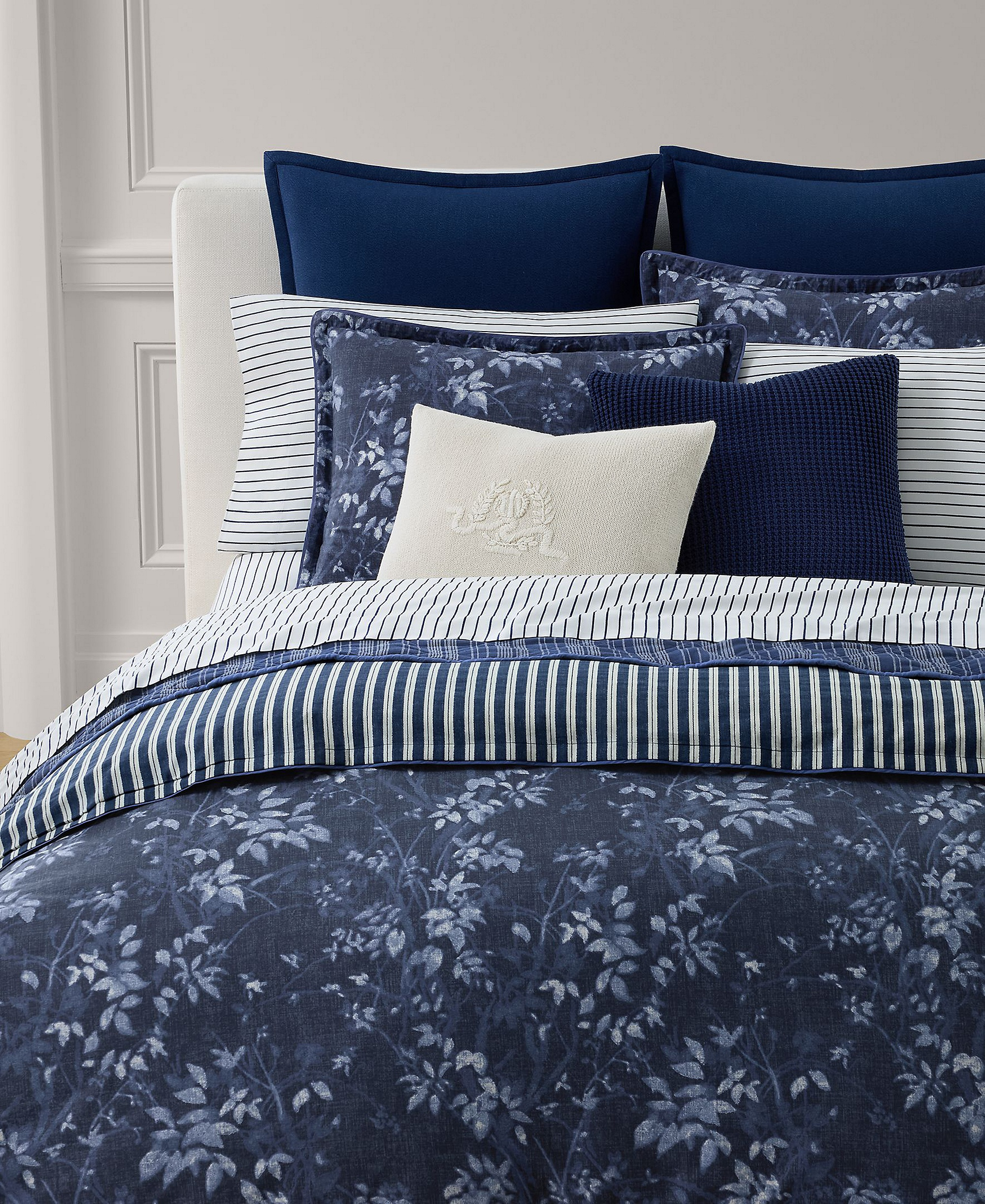 Lauren Ralph Lauren Caterina 3-Pc. Duvet Cover Set, Full/Queen - Navy