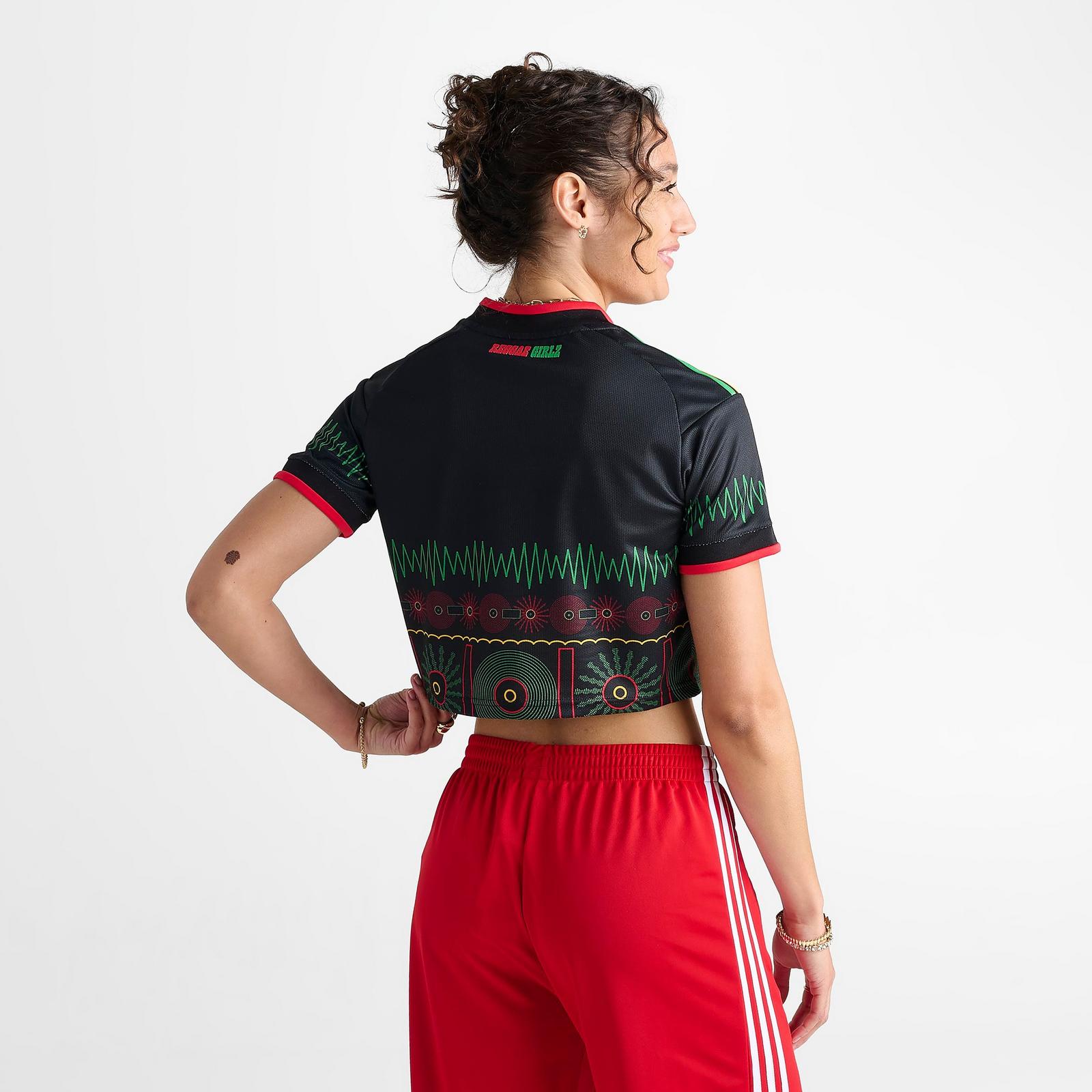 Women's adidas Originals Jamaica 26 x Bob Marley Away Cropped Jersey - Black - view 4